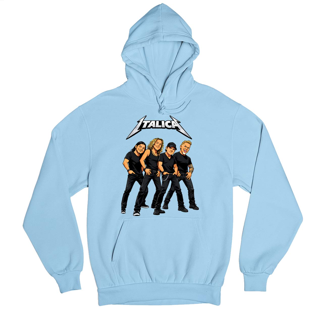 metallica italica hoodie hooded sweatshirt winterwear music band buy online united states usa the banyan tee tbt men women girls boys unisex baby blue 