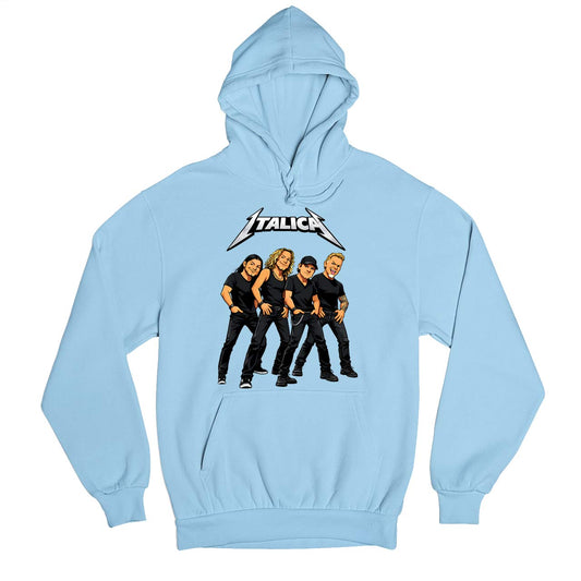 metallica italica hoodie hooded sweatshirt winterwear music band buy online united states usa the banyan tee tbt men women girls boys unisex baby blue 