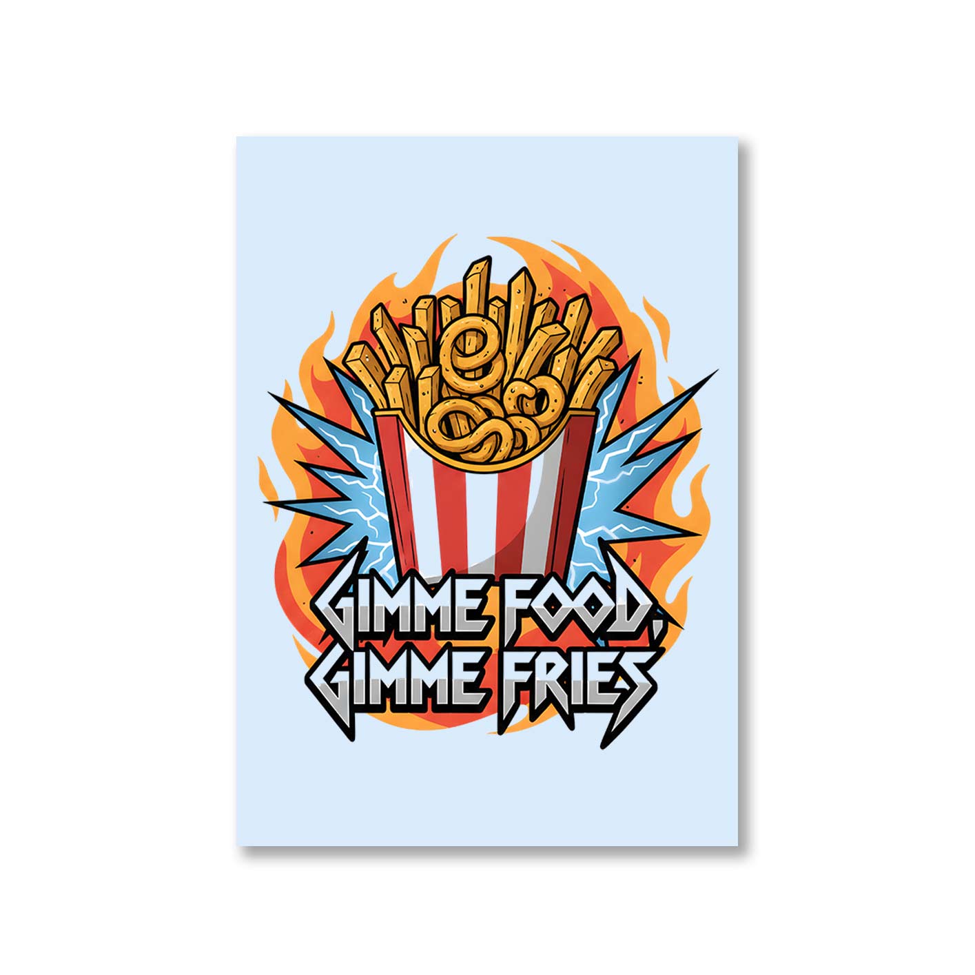 metallica gimme food gimme fries poster wall art buy online united states usa the banyan tee tbt 8 x 10 