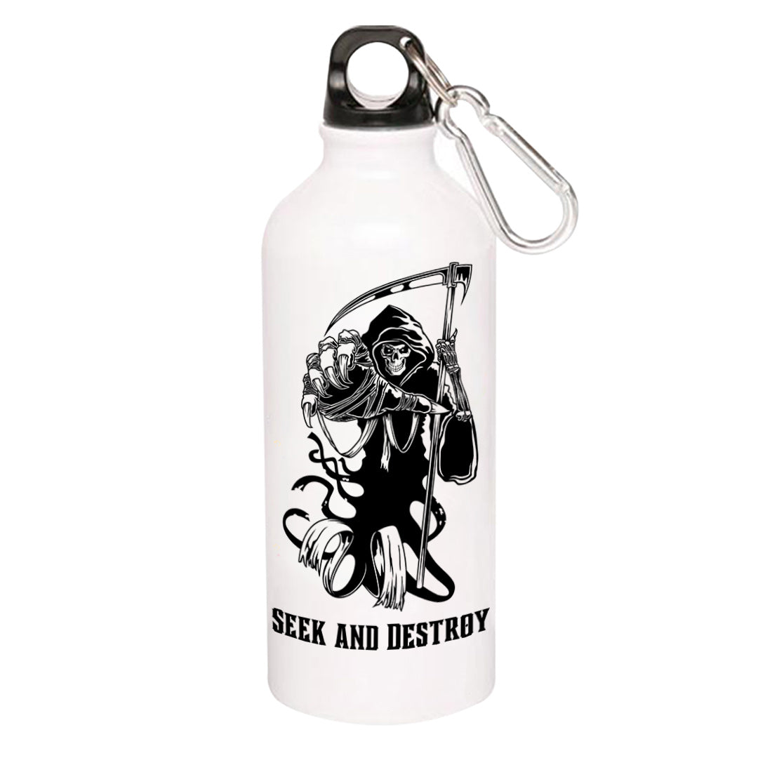 metallica seek & destroy sipper steel water bottle flask gym shaker music band buy online india the banyan tee tbt men women girls boys unisex