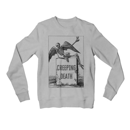 metallica creeping death sweatshirt upper winterwear music band buy online united states usa the banyan tee tbt men women girls boys unisex gray