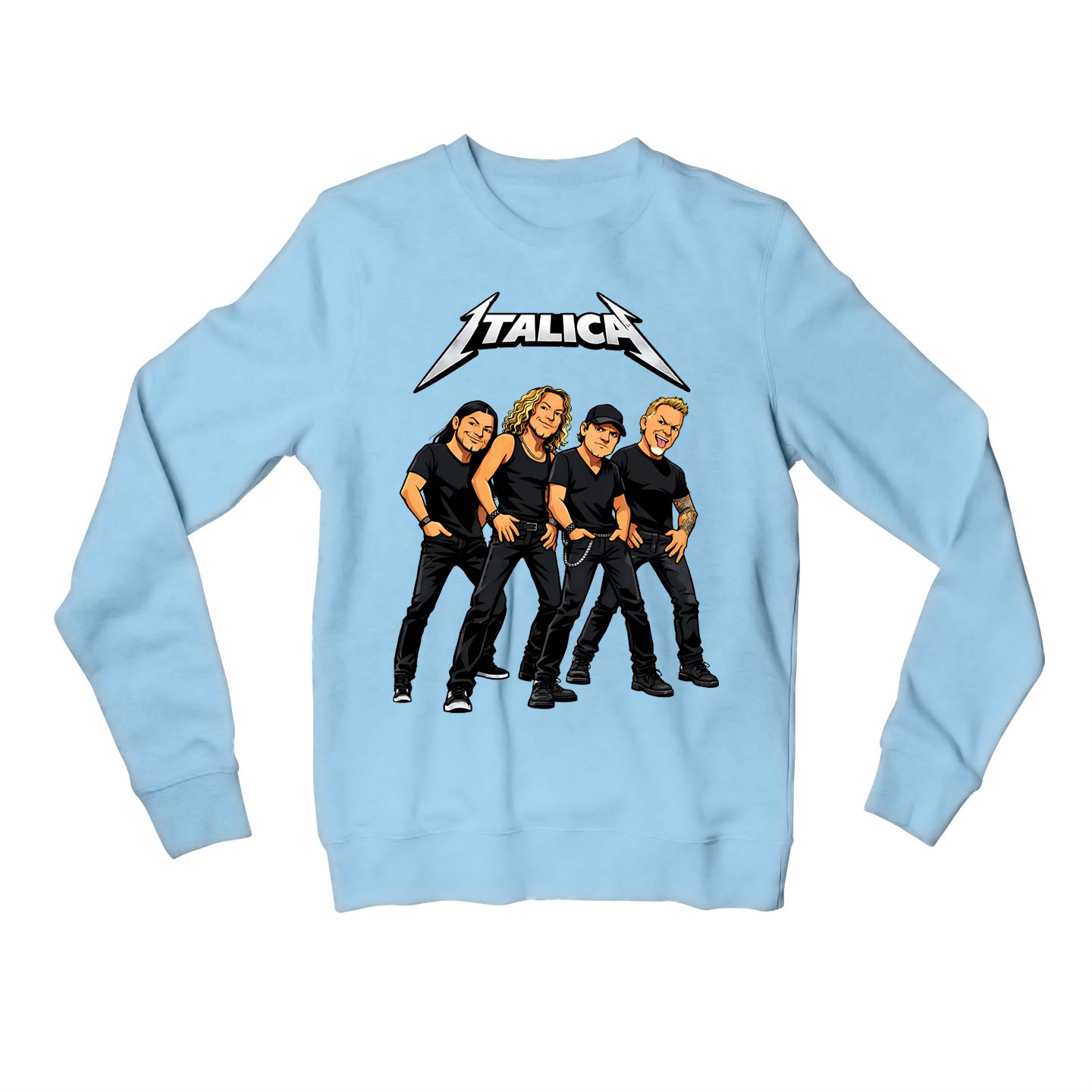 metallica italica sweatshirt upper winterwear music band buy online united states usa the banyan tee tbt men women girls boys unisex baby blue 