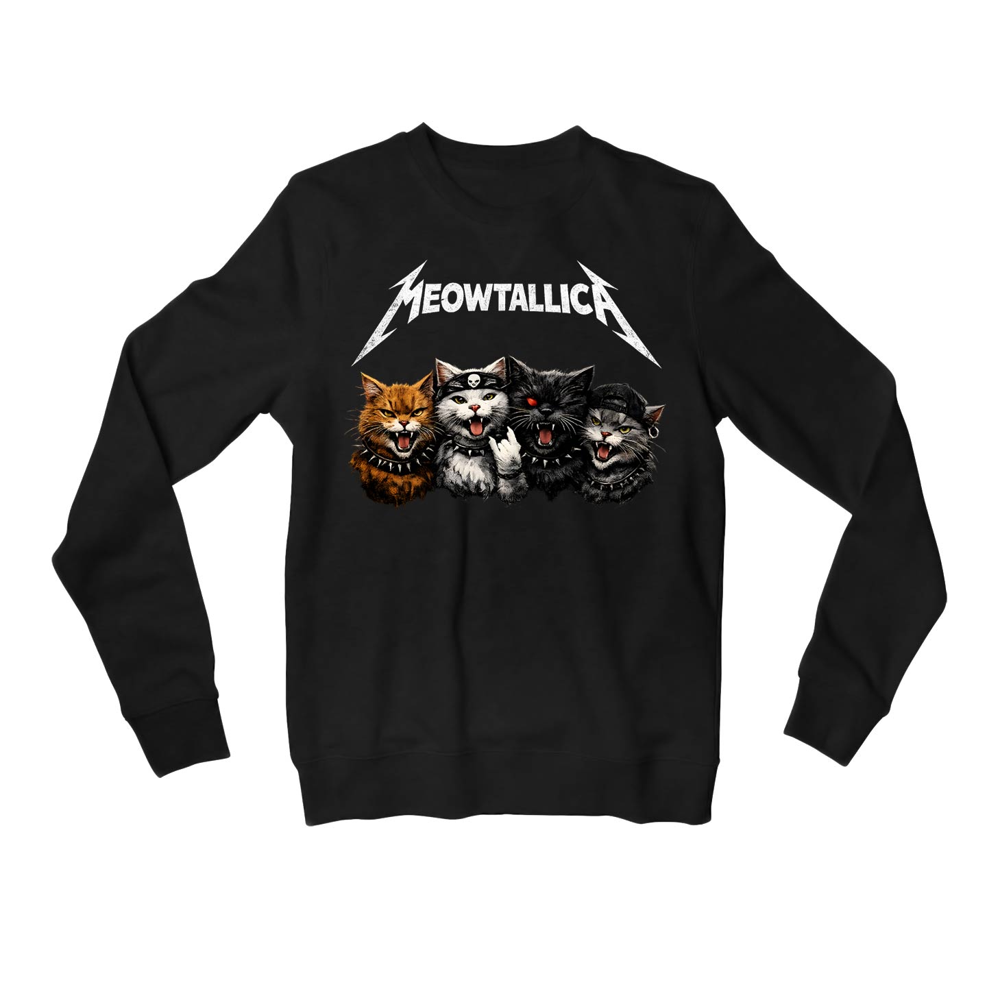 metallica meowtallica sweatshirt upper winterwear music band buy online united states usa the banyan tee tbt men women girls boys unisex black 