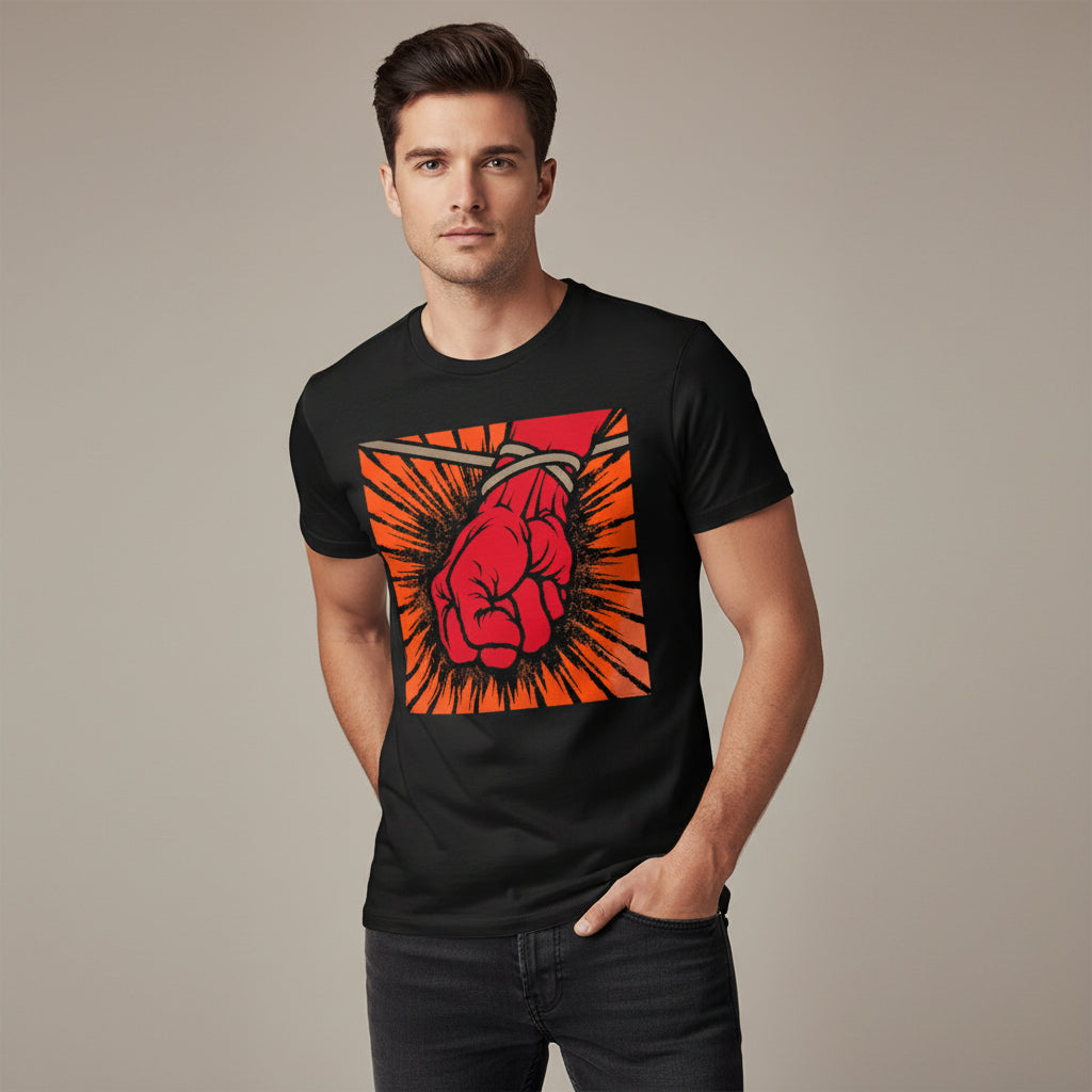 Metallica T-shirt Merchandise Clothing Apparel St. Anger Black Round Neck Half Sleeve