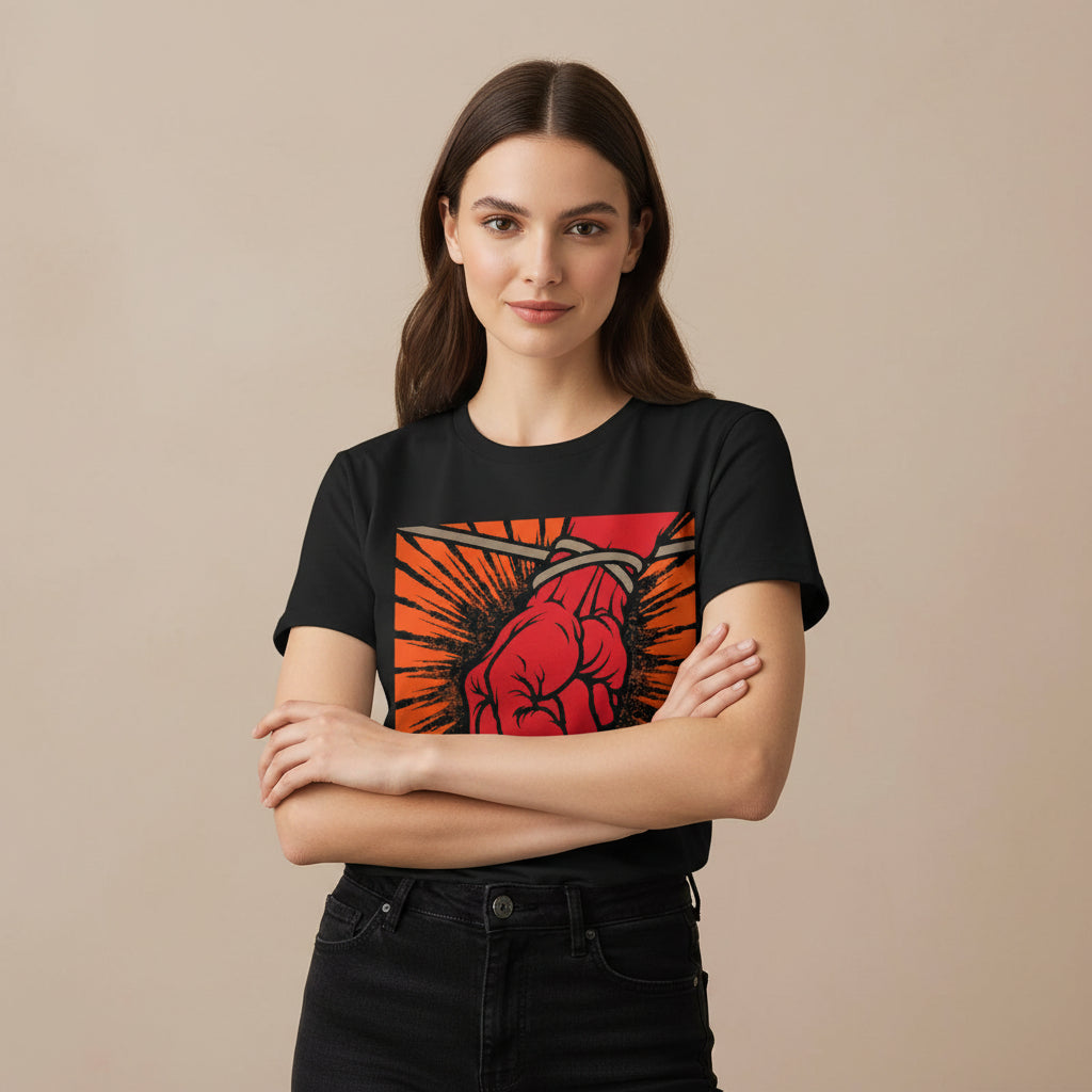 Metallica T-shirt Merchandise Clothing Apparel St. Anger Black Round Neck Half Sleeve