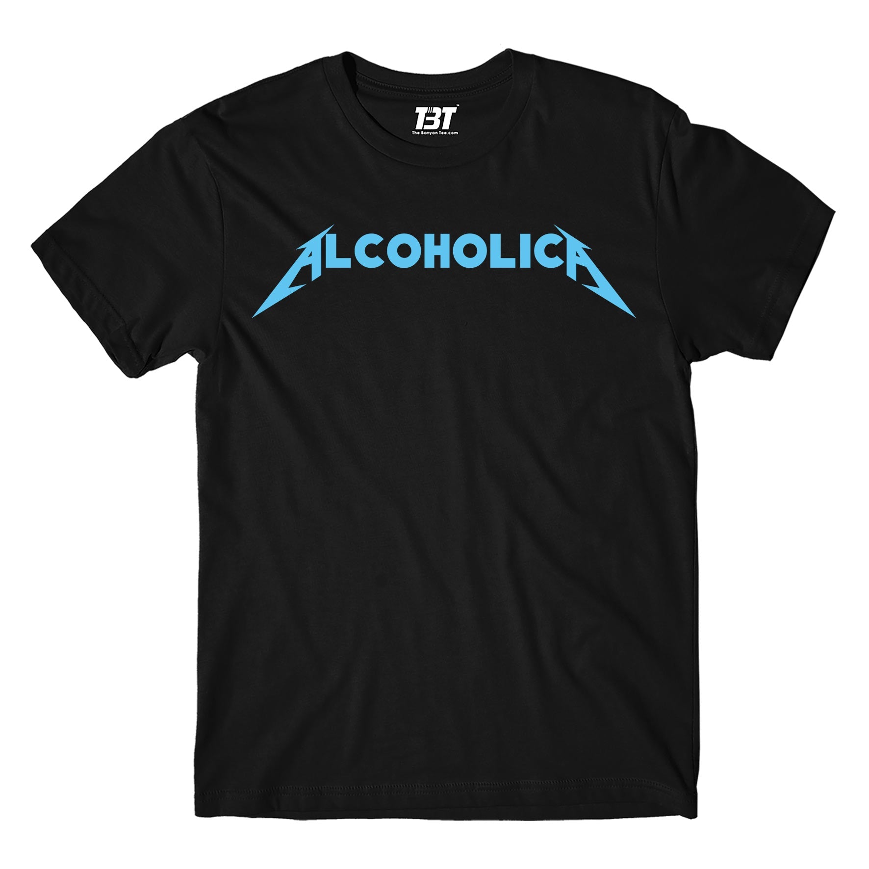 metallica alcoholica t-shirt music band buy online united states usa the banyan tee tbt men women girls boys unisex black 