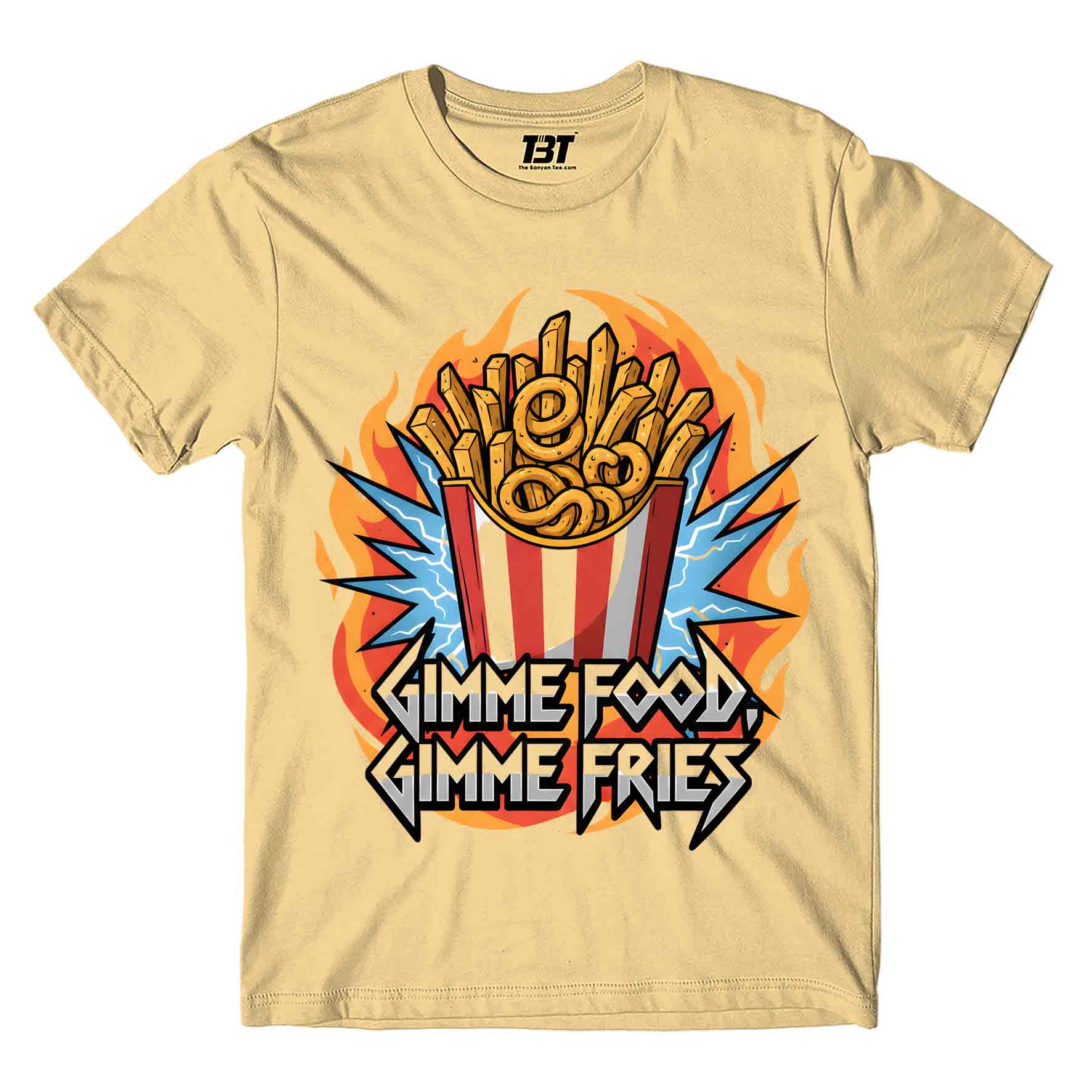 metallica gimme food gimme fries t-shirt music band buy online united states usa the banyan tee tbt men women girls boys unisex beige 