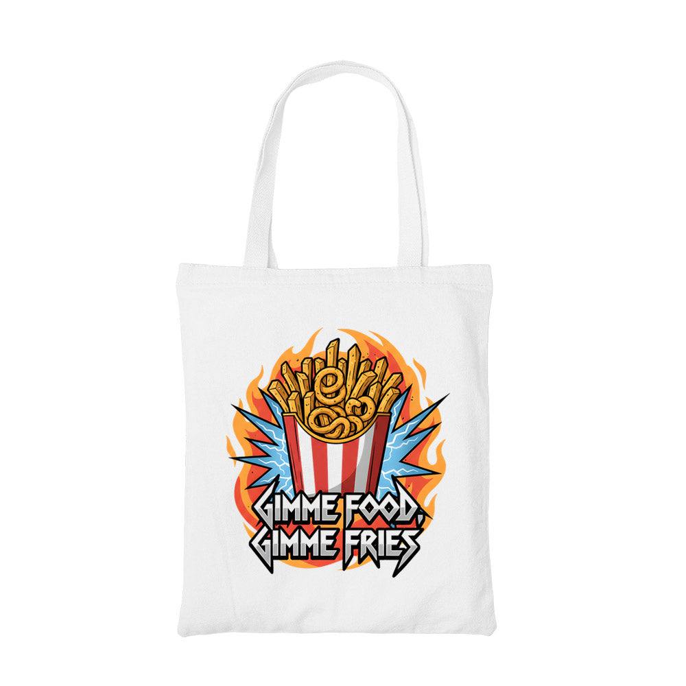metallica gimme food gimme fries tote bag cotton printed music band buy online united states usa the banyan tee tbt men women girls boys unisex  