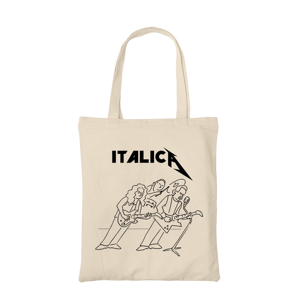 metallica italica tote bag hand printed cotton women men unisex