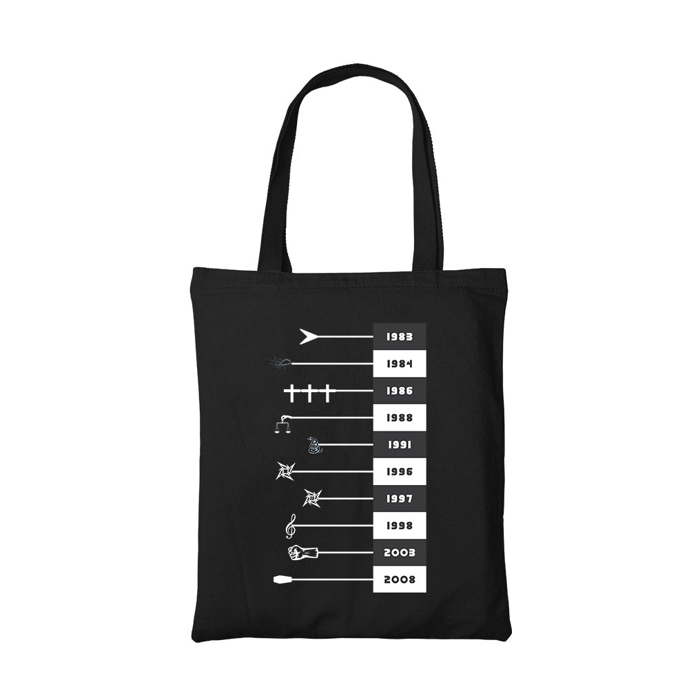 metallica the chronology tote bag hand printed cotton women men unisex