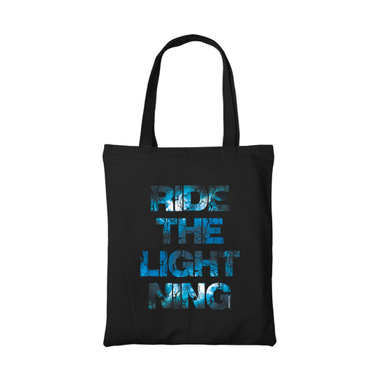 metallica ride the lightning tote bag hand printed cotton women men unisex