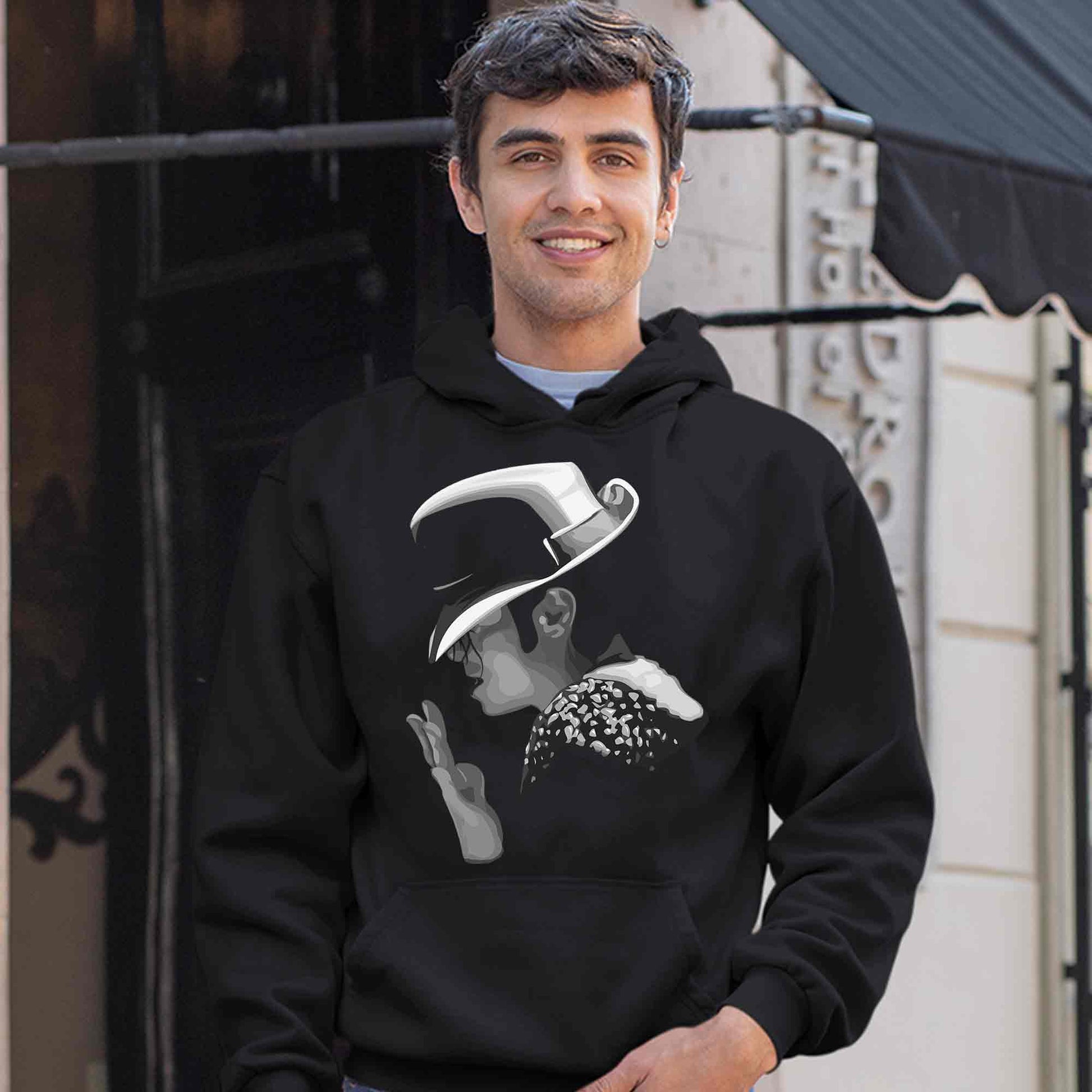 michael jackson fan art hoodie hooded sweatshirt winterwear music band buy online united states usa the banyan tee tbt men women girls boys unisex black