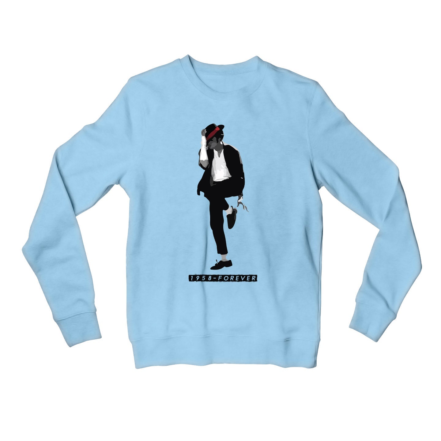 michael jackson 1958 - forever sweatshirt upper winterwear music band buy online united states usa the banyan tee tbt men women girls boys unisex baby blue