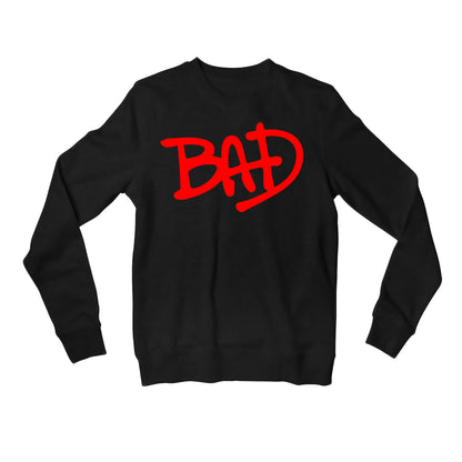 michael jackson bad sweatshirt upper winterwear music band buy online united states of america usa the banyan tee tbt men women girls boys unisex black