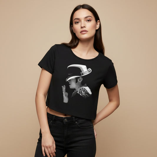 michael jackson artwork crop top music band buy online united states of america usa the banyan tee tbt men women girls boys unisex black