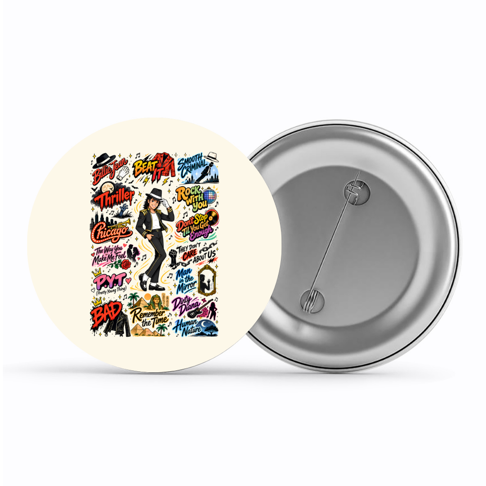 michael jackson mj scribble badge pin button music band buy online united states usa the banyan tee tbt men women girls boys unisex  