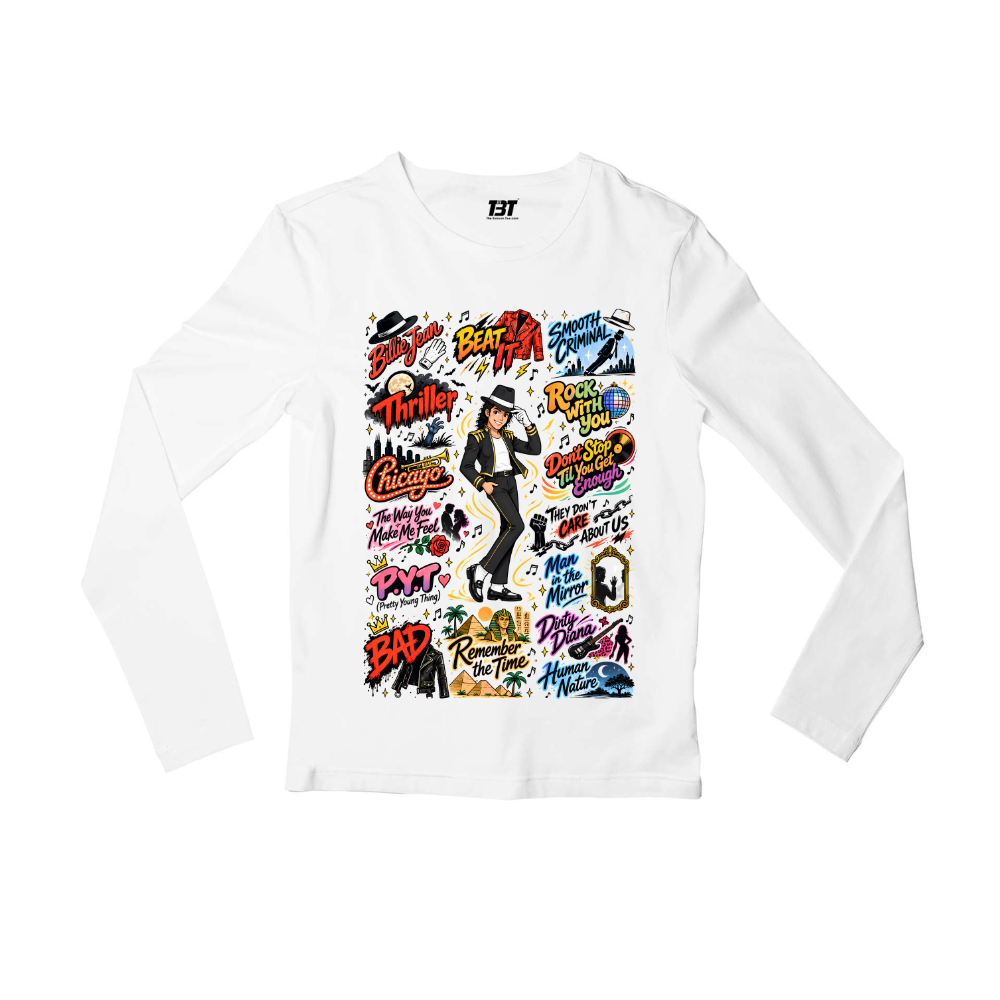 michael jackson mj scribble full sleeves long sleeves music band buy online united states usa the banyan tee tbt men women girls boys unisex white 