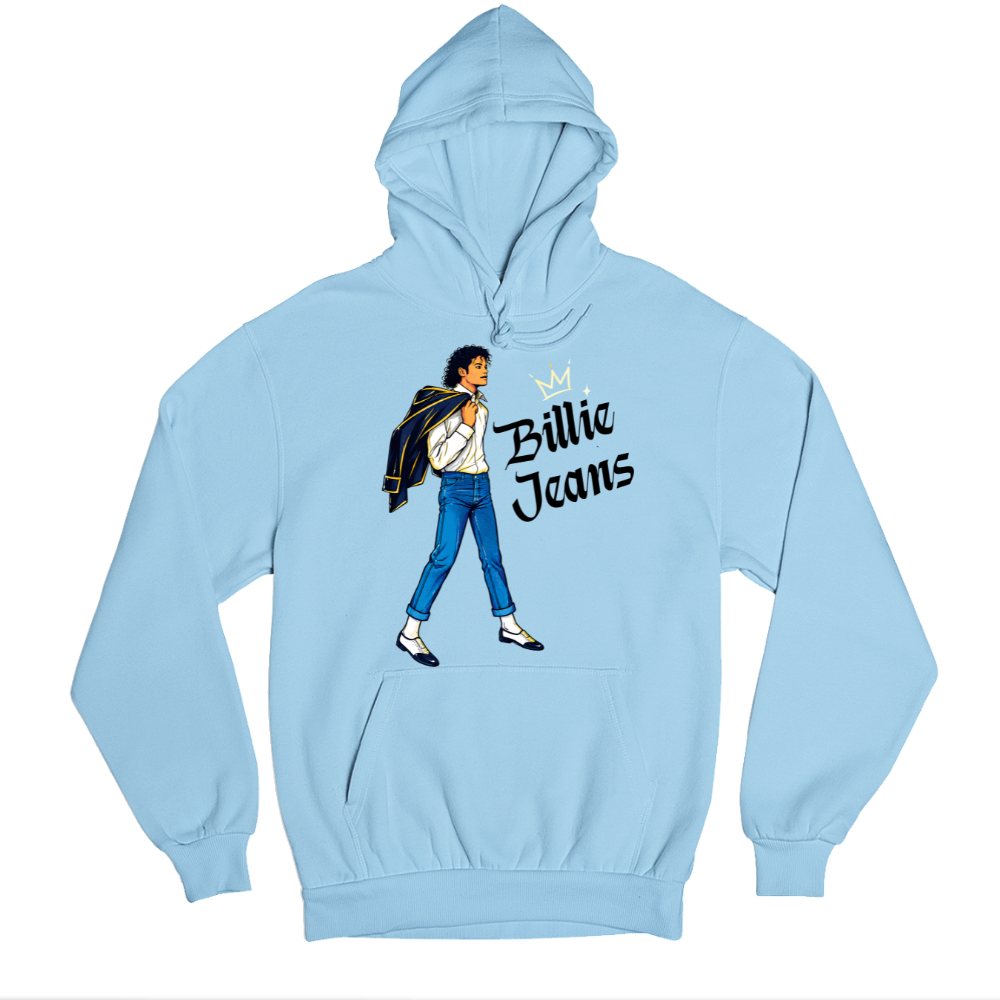 michael jackson billie jeans  hoodie hooded sweatshirt winterwear music band buy online united states usa the banyan tee tbt men women girls boys unisex baby blue 