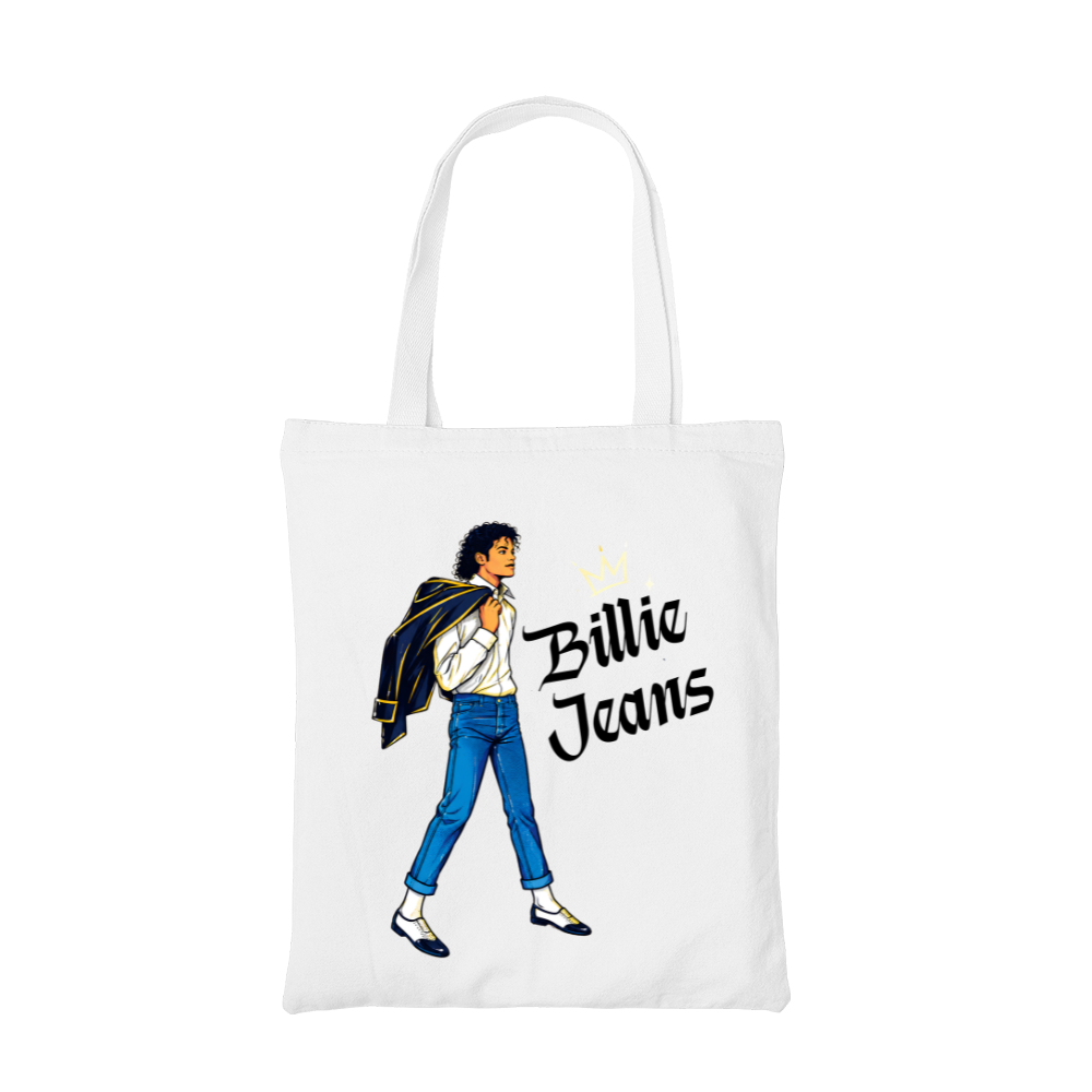 michael jackson billie jeans  tote bag cotton printed music band buy online united states usa the banyan tee tbt men women girls boys unisex  