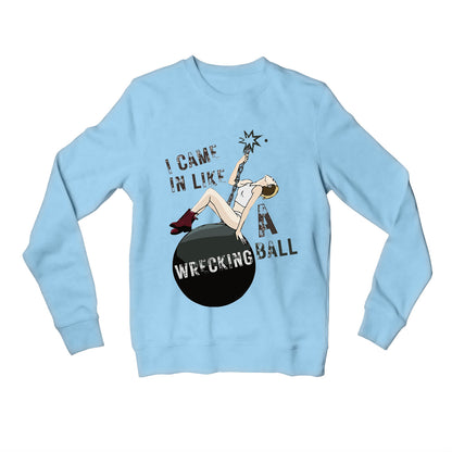 miley cyrus wrecking ball sweatshirt upper winterwear music band buy online united states of america usa the banyan tee tbt men women girls boys unisex gray