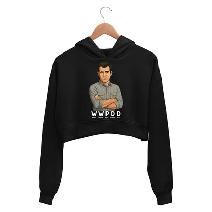 modern family what would phil do crop hoodie hooded sweatshirt upper winterwear tv & movies buy online india the banyan tee tbt men women girls boys unisex black