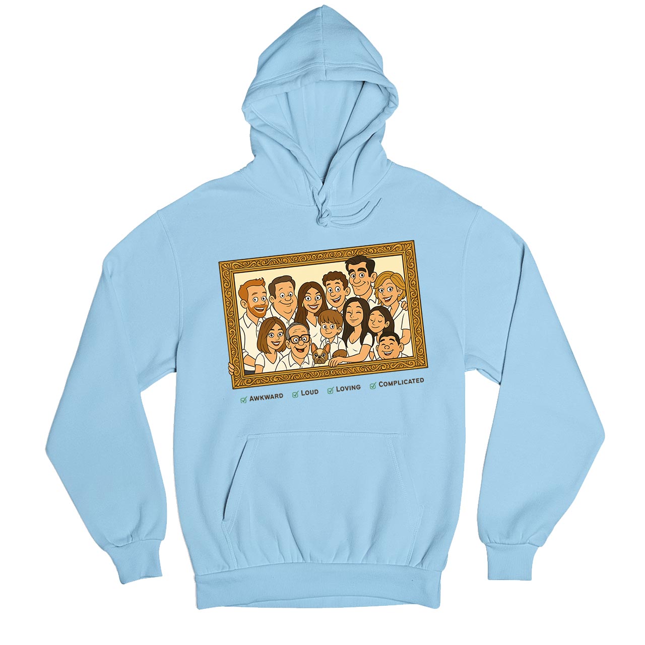 modern family the family frame hoodie hooded sweatshirt winterwear tv & movies buy online united states usa the banyan tee tbt men women girls boys unisex baby blue