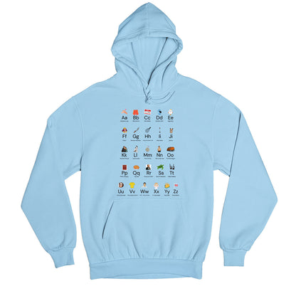 modern family modern alphabet hoodie hooded sweatshirt winterwear tv & movies buy online united states usa the banyan tee tbt men women girls boys unisex baby blue