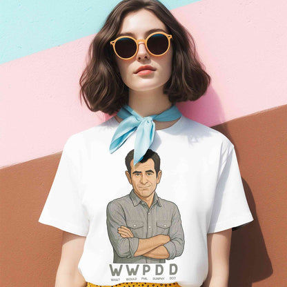 modern family what would phil do t-shirt tv & movies buy online united states of america usa the banyan tee tbt men women girls boys unisex white