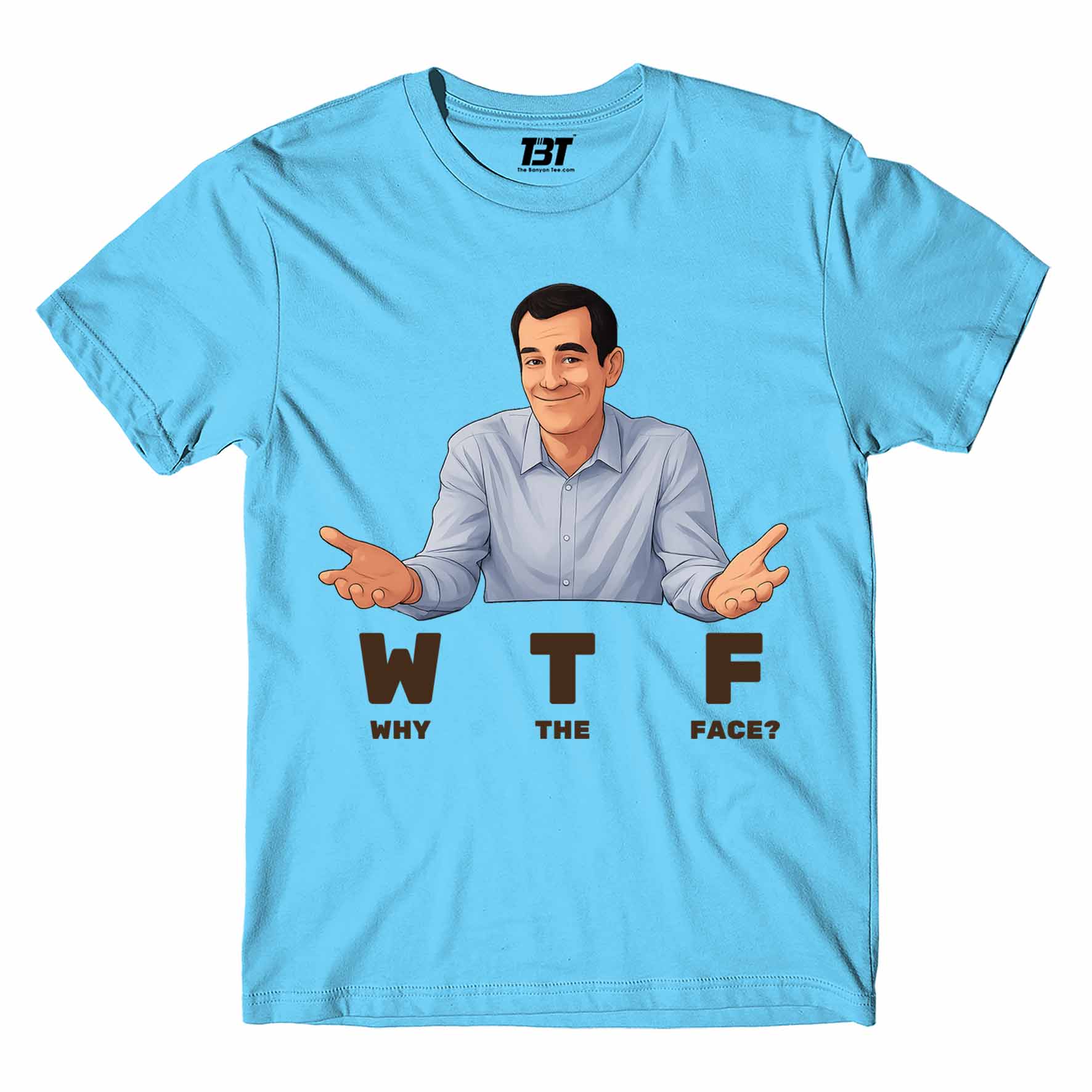 modern family why the face t-shirt tv & movies buy online united states of america usa the banyan tee tbt men women girls boys unisex turquoise