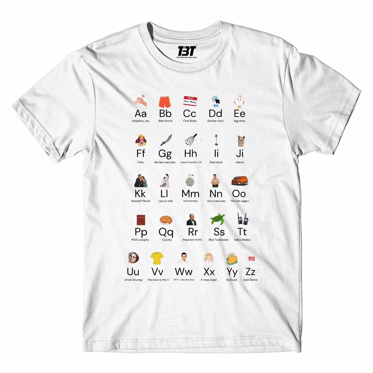 modern family modern alphabet t-shirt tv & movies buy online united states of america usa the banyan tee tbt men women girls boys unisex white