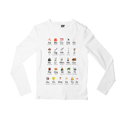 modern family modern alphabet full sleeves long sleeves tv & movies buy online india the banyan tee tbt men women girls boys unisex white