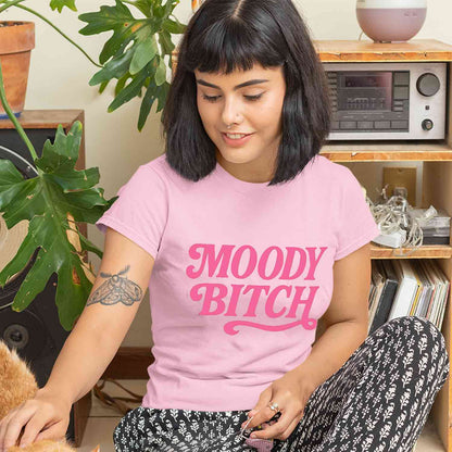 graphic moody bitch t-shirt printed graphic stylish buy online united states usa the banyan tee tbt men women girls boys unisex baby pink 