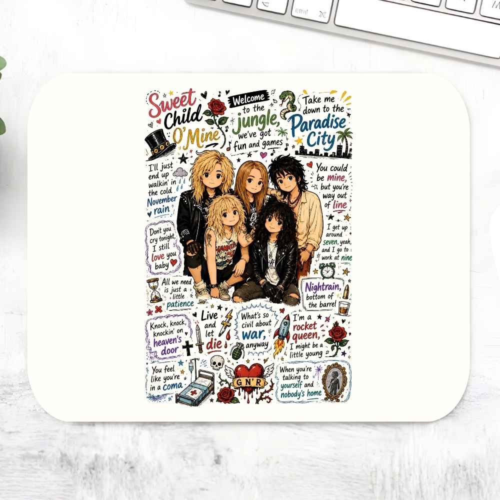 guns n' roses appetite for doodles mousepad logitech large anime music band buy online united states usa the banyan tee tbt men women girls boys unisex  