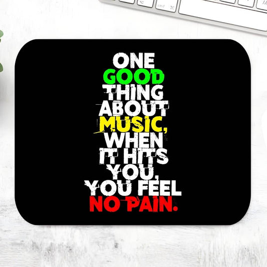 Black mouse pad with colorful text quote on a white surface Bob Marley Gift Merch The Banyan Tee