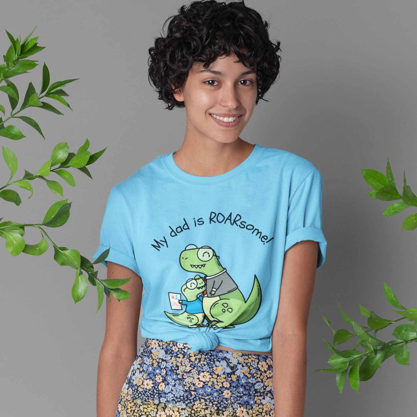 graphic my dad is roarsome t-shirt printed graphic stylish buy online united states usa the banyan tee tbt men women girls boys unisex turquoise 