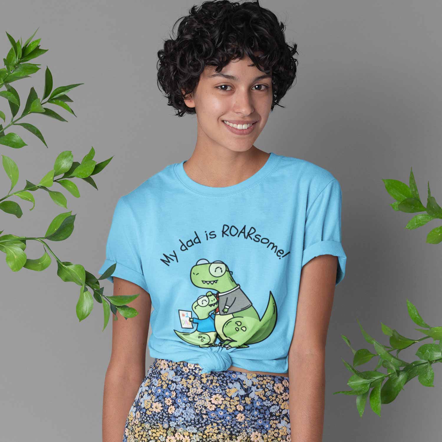 graphic my dad is roarsome t-shirt printed graphic stylish buy online united states usa the banyan tee tbt men women girls boys unisex turquoise 