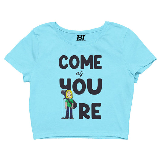 nirvana come as you are crop top music band buy online united states of america usa the banyan tee tbt men women girls boys unisex sky blue