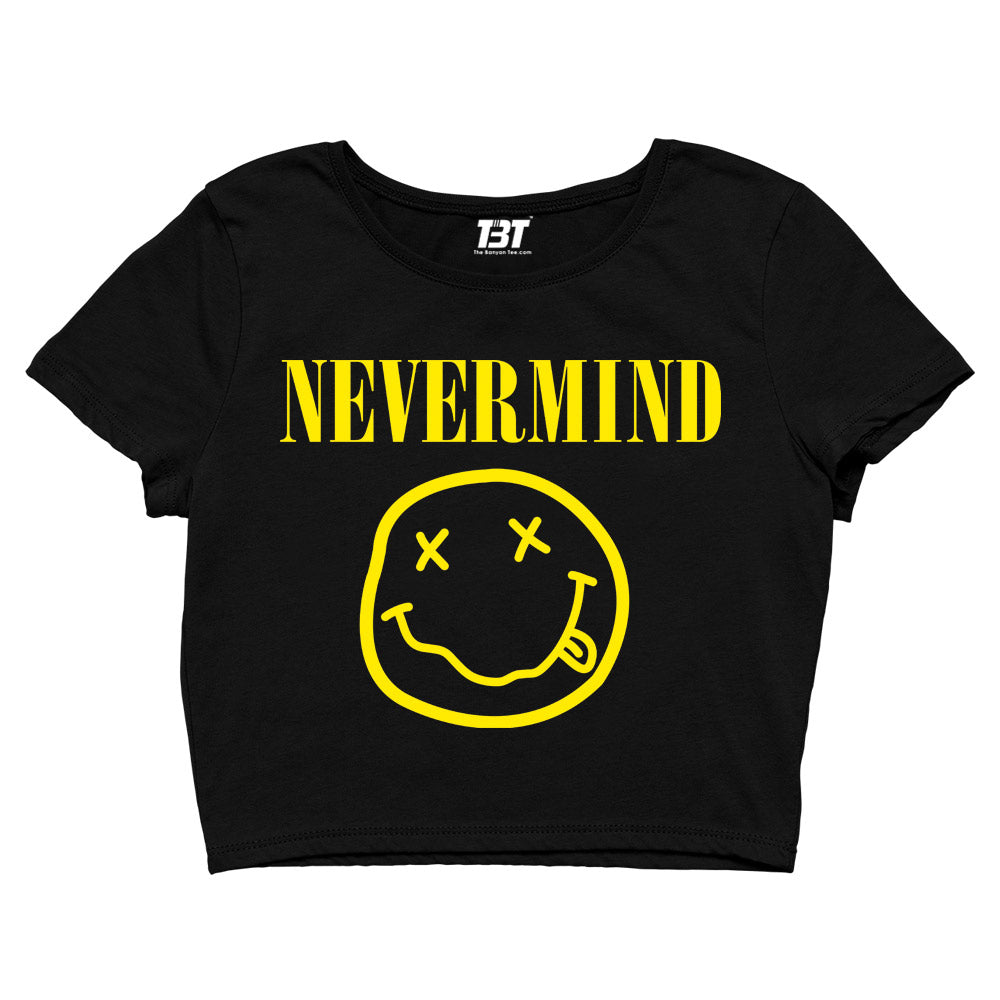 nirvana nevermind crop top music band buy online united states of america usa the banyan tee tbt men women girls boys unisex black