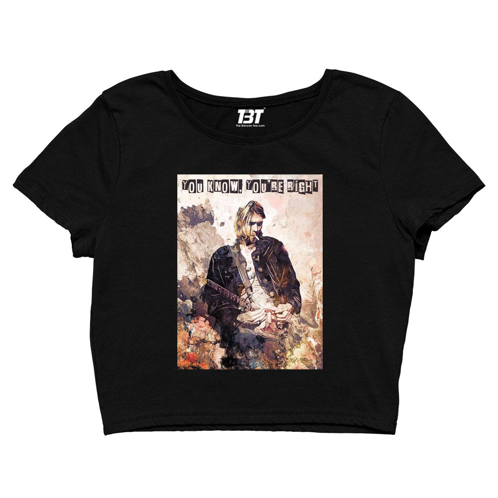 nirvana you know you're right crop top music band buy online united states of america usa the banyan tee tbt men women girls boys unisex black