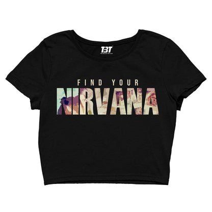 nirvana find your nirvana crop top music band buy online united states of america usa the banyan tee tbt men women girls boys unisex black