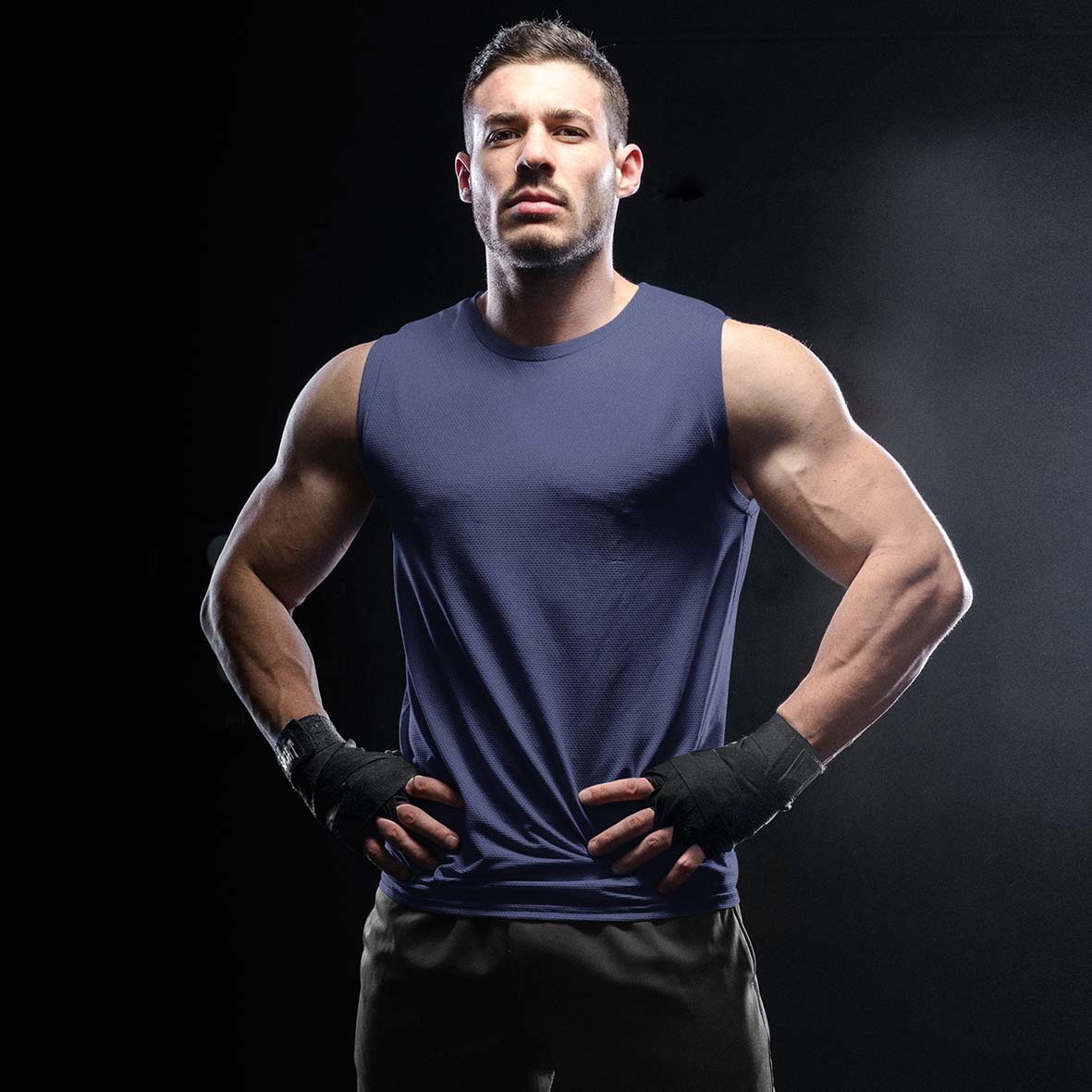 navy blue sleeveless tshirts gym vests by the banyan tee buy cheap gym tshirts in united states of america usa vests for men