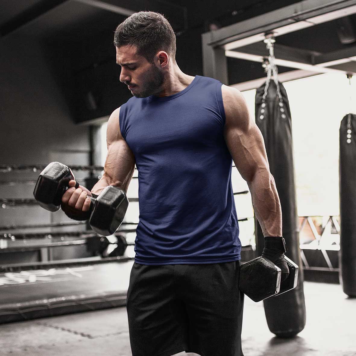 navy blue sleeveless tshirts gym vests by the banyan tee buy cheap gym tshirts in united states of america usa vests for men
