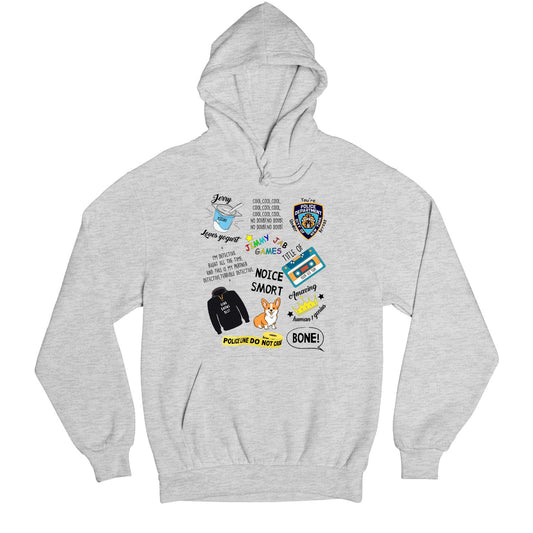 brooklyn nine-nine nine-nine doodle hoodie hooded sweatshirt winterwear buy online united states usa the banyan tee tbt men women girls boys unisex gray detective jake peralta terry charles boyle gina linetti andy samberg merchandise clothing acceessories