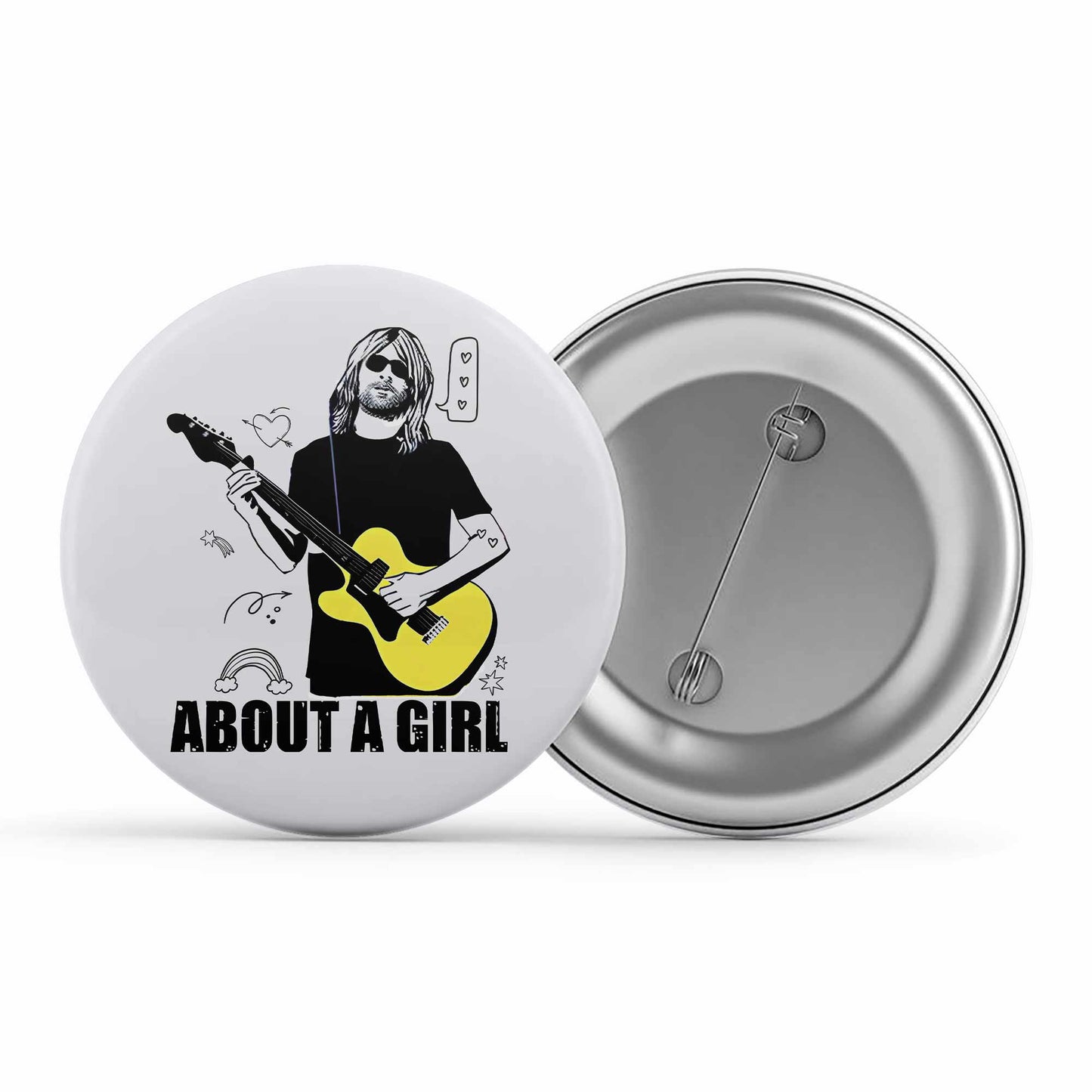 nirvana about a girl badge pin button music band buy online united states of america usa the banyan tee tbt men women girls boys unisex