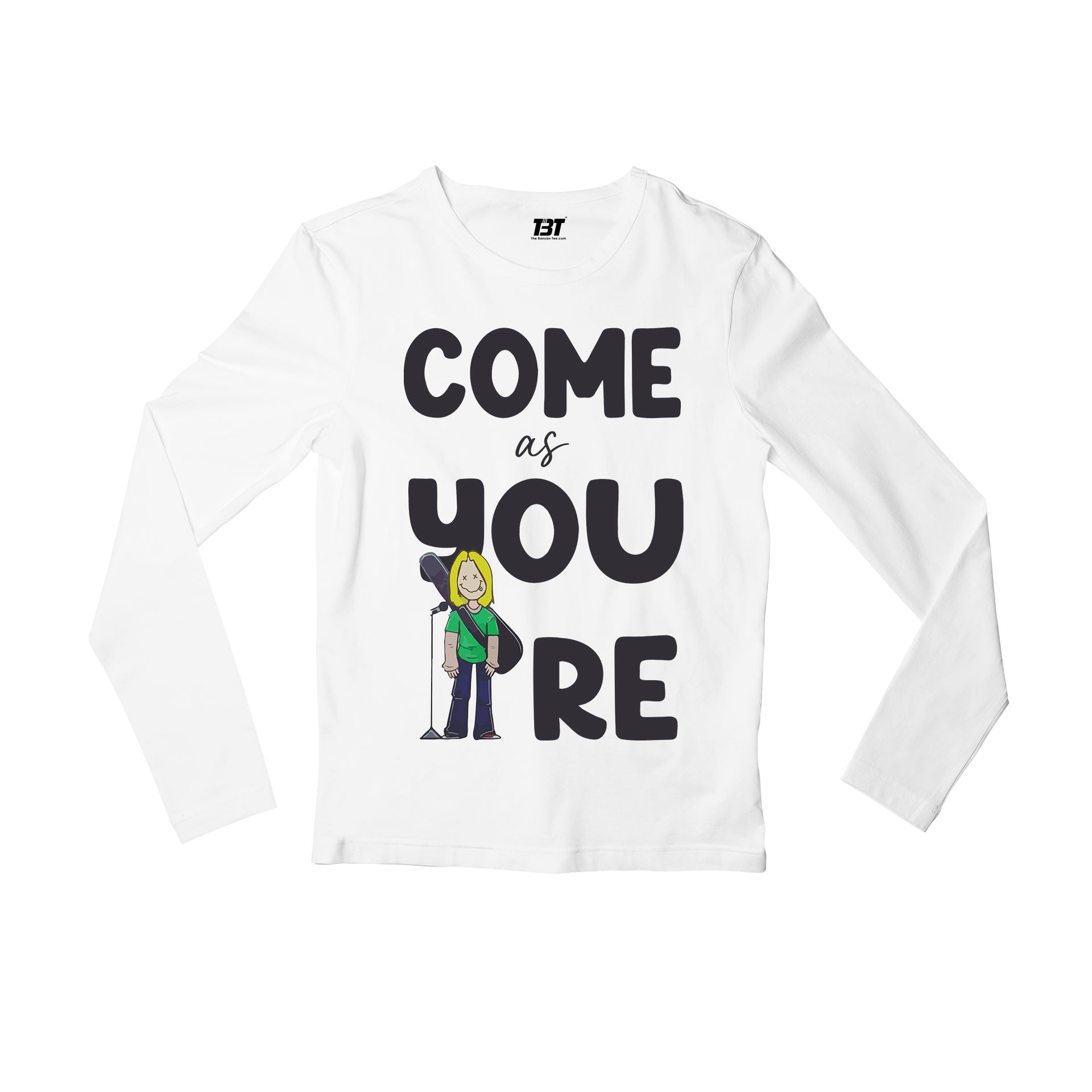 nirvana come as you are full sleeves long sleeves music band buy online india the banyan tee tbt men women girls boys unisex white