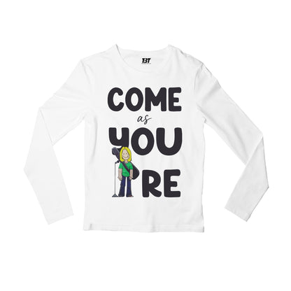 nirvana come as you are full sleeves long sleeves music band buy online india the banyan tee tbt men women girls boys unisex white