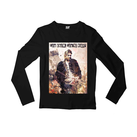 nirvana you know you're right full sleeves long sleeves music band buy online india the banyan tee tbt men women girls boys unisex black
