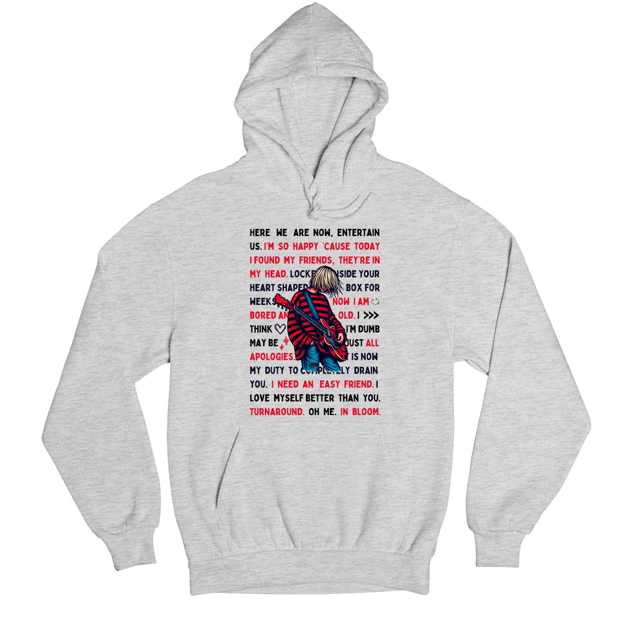 nirvana lyrical doodle hoodie hooded sweatshirt winterwear music band buy online united states usa the banyan tee tbt men women girls boys unisex gray