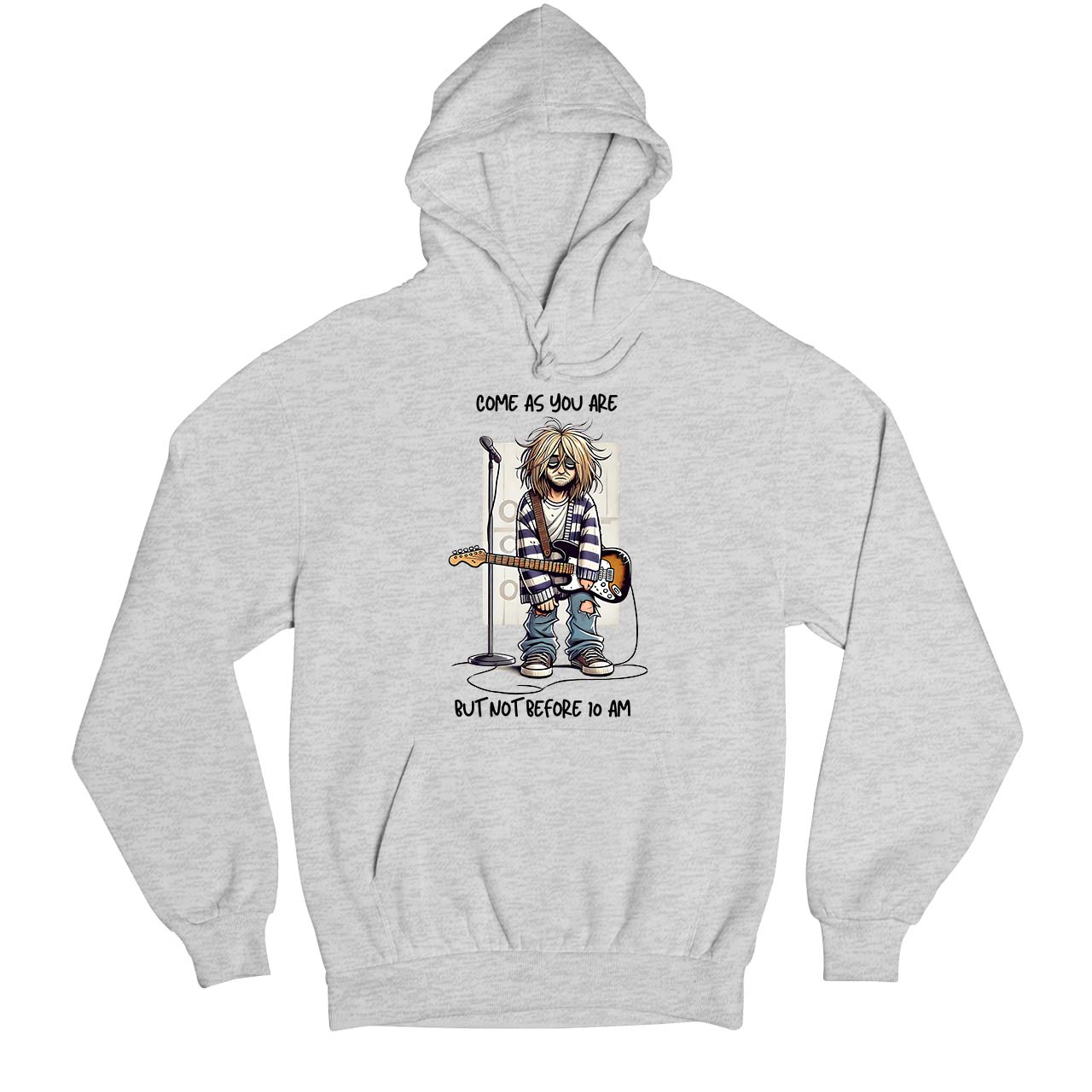 nirvana not before 10 am hoodie hooded sweatshirt winterwear music band buy online united states usa the banyan tee tbt men women girls boys unisex gray