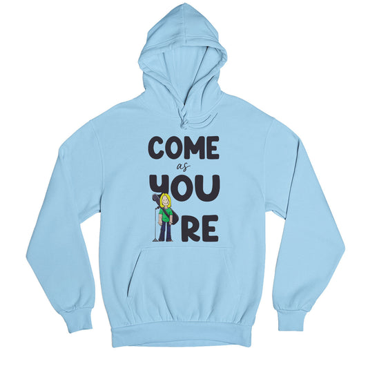 nirvana come as you are hoodie hooded sweatshirt winterwear music band buy online united states usa the banyan tee tbt men women girls boys unisex baby blue
